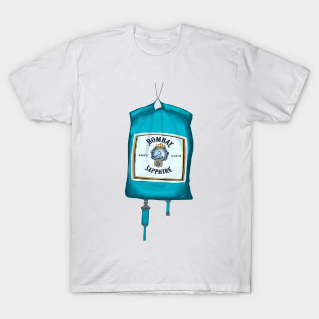 Gin is Life IV Drip bag Sapphire Blue T-Shirt by LauraGraves